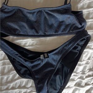 triangl swimwear navy blue sparkle bikini top